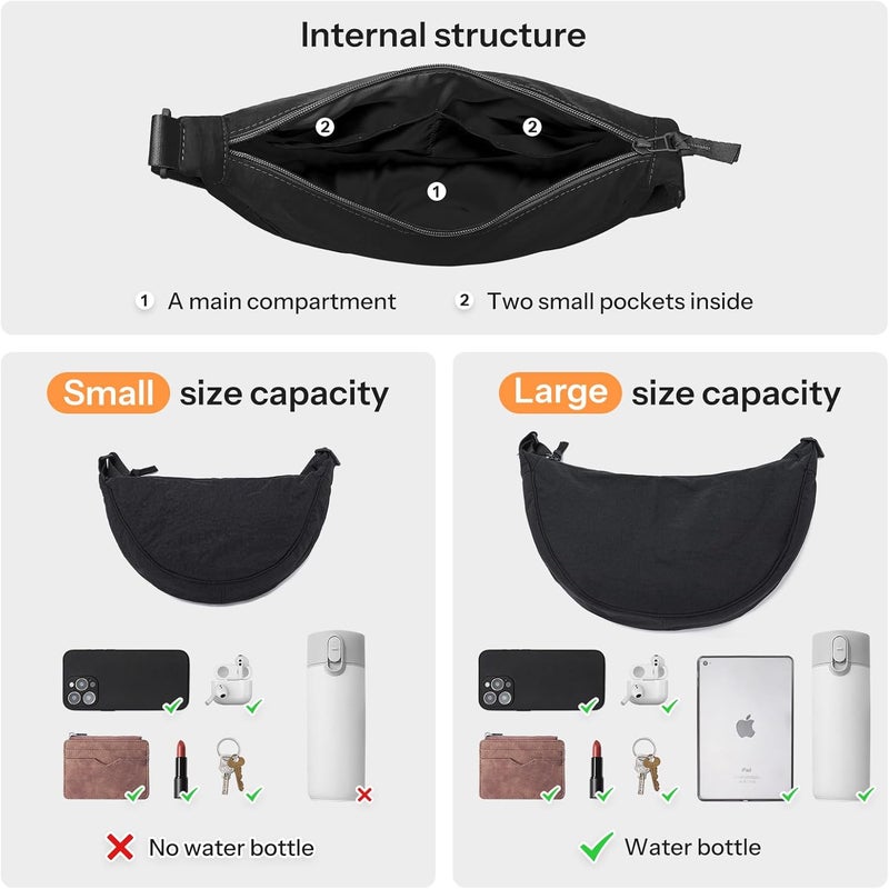 YIKOEE Crescent Bag for Women Men Small Sling Crossbody Bag with Half Moon Shape - Image 5